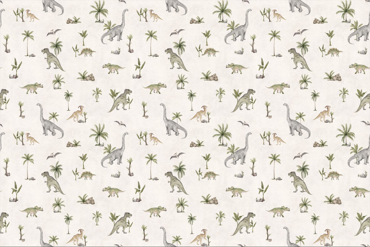 Cream Beige Dinosaur Wallpaper in your room — zoomed