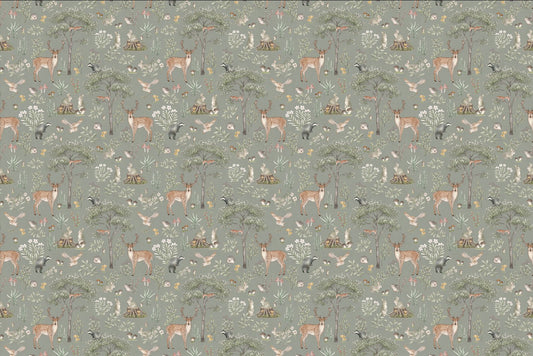 Sage Green Wildlife Wallpaper