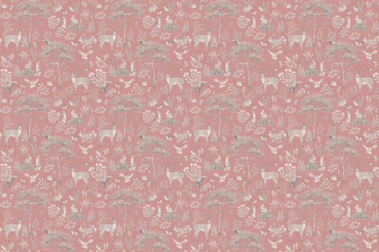 Vintage Pink Wildlife Wallpaper