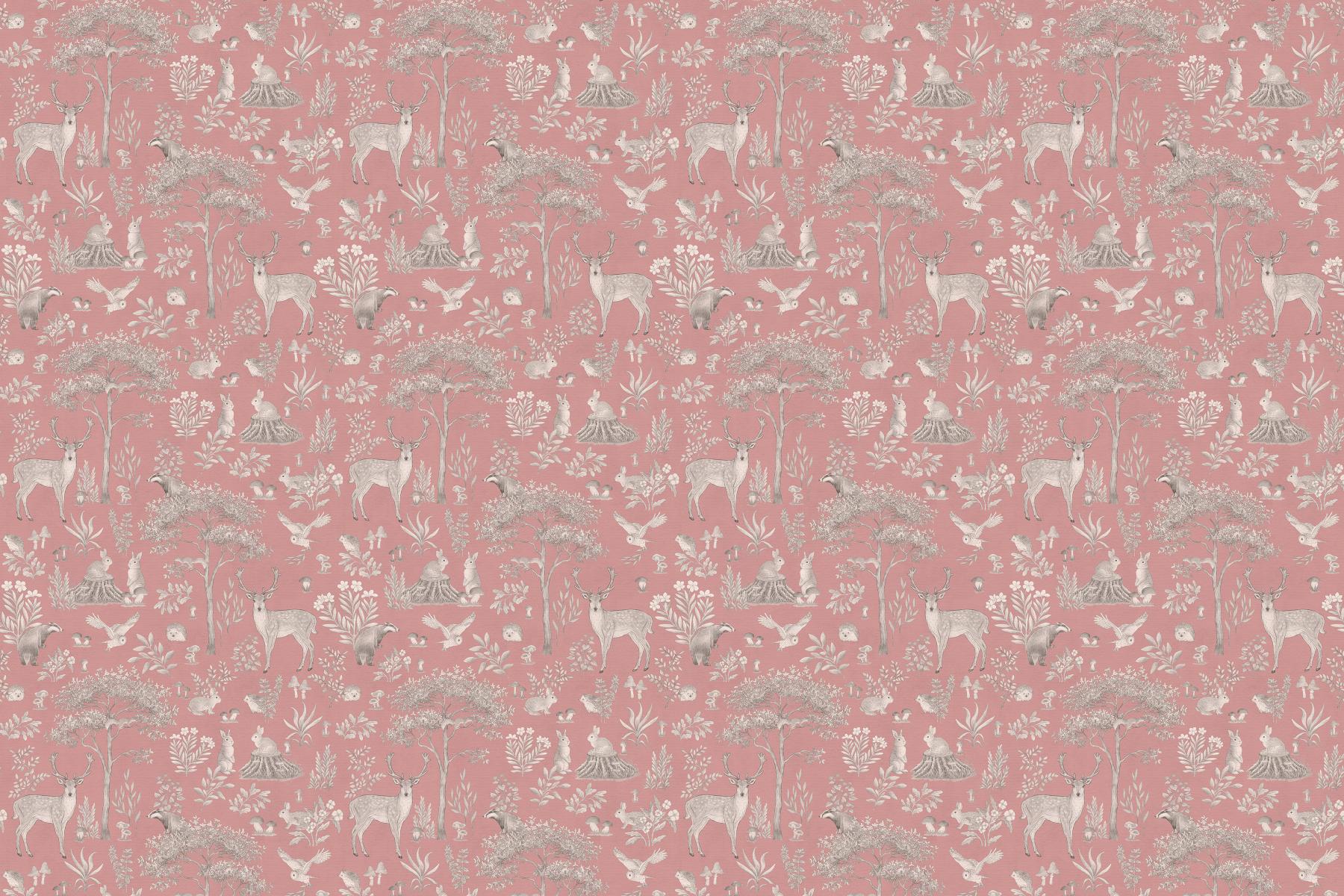 Vintage Pink Wildlife Wallpaper