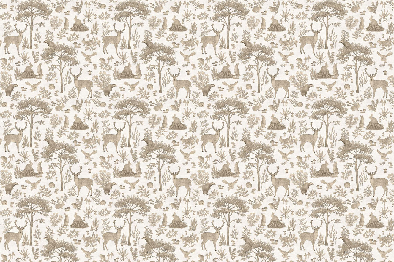 Vintage White Wildlife Wallpaper