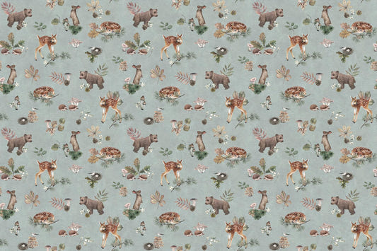 Dusty Blue Baby Animals Wallpaper
