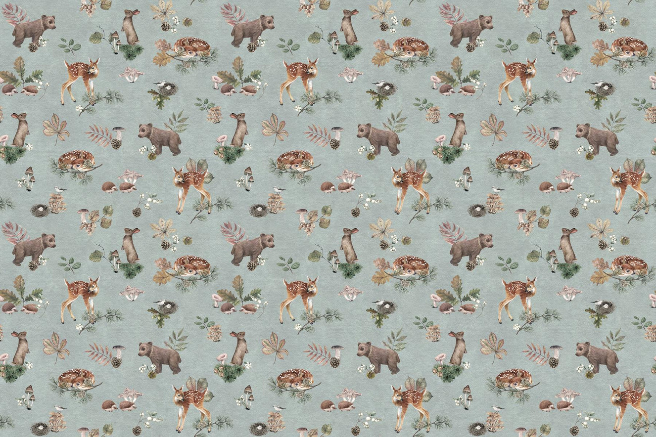 Dusty Blue Baby Animals Wallpaper