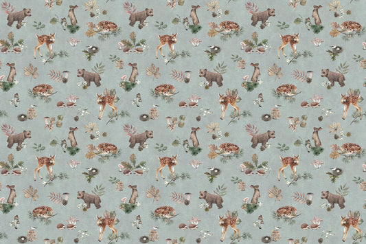 Dusty Blue Baby Animals Wallpaper