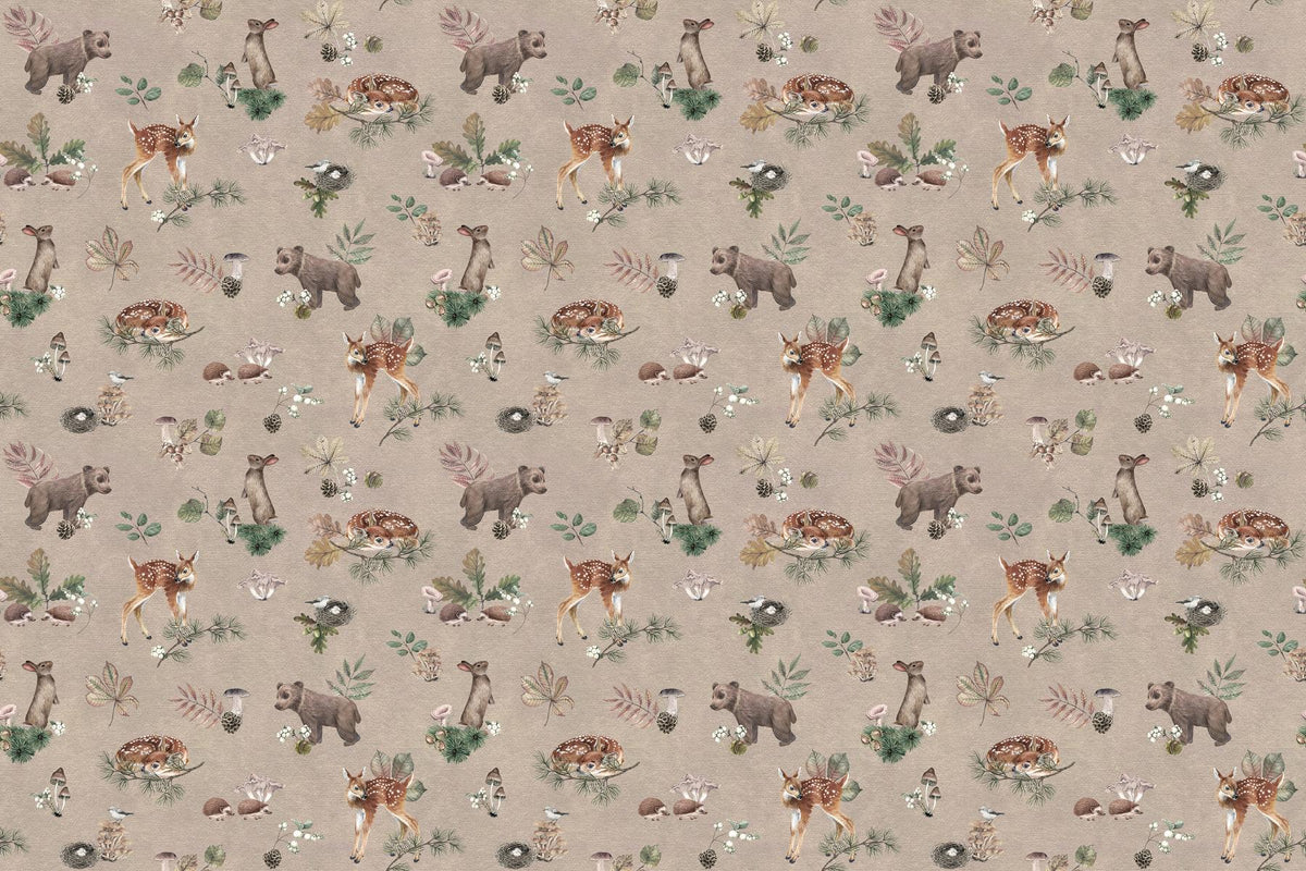 Cozy Mocha Baby Animals Wallpaper in your room — zoomed