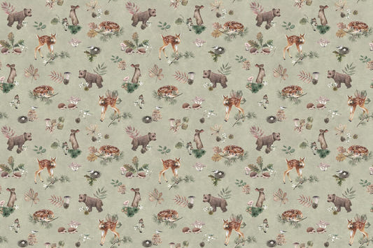 Olive Mist Baby Animals Wallpaper