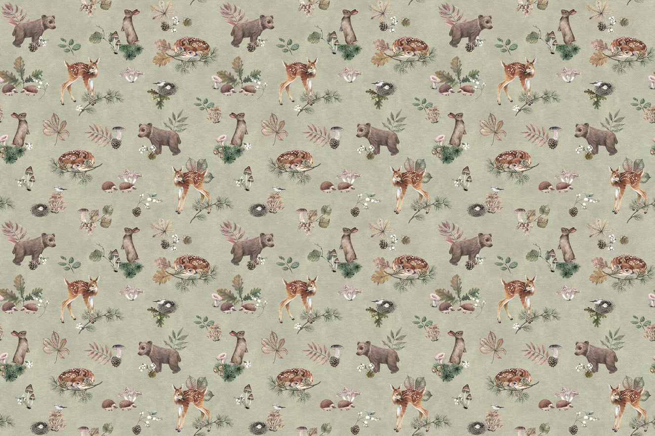 Olive Mist Baby Animals Wallpaper