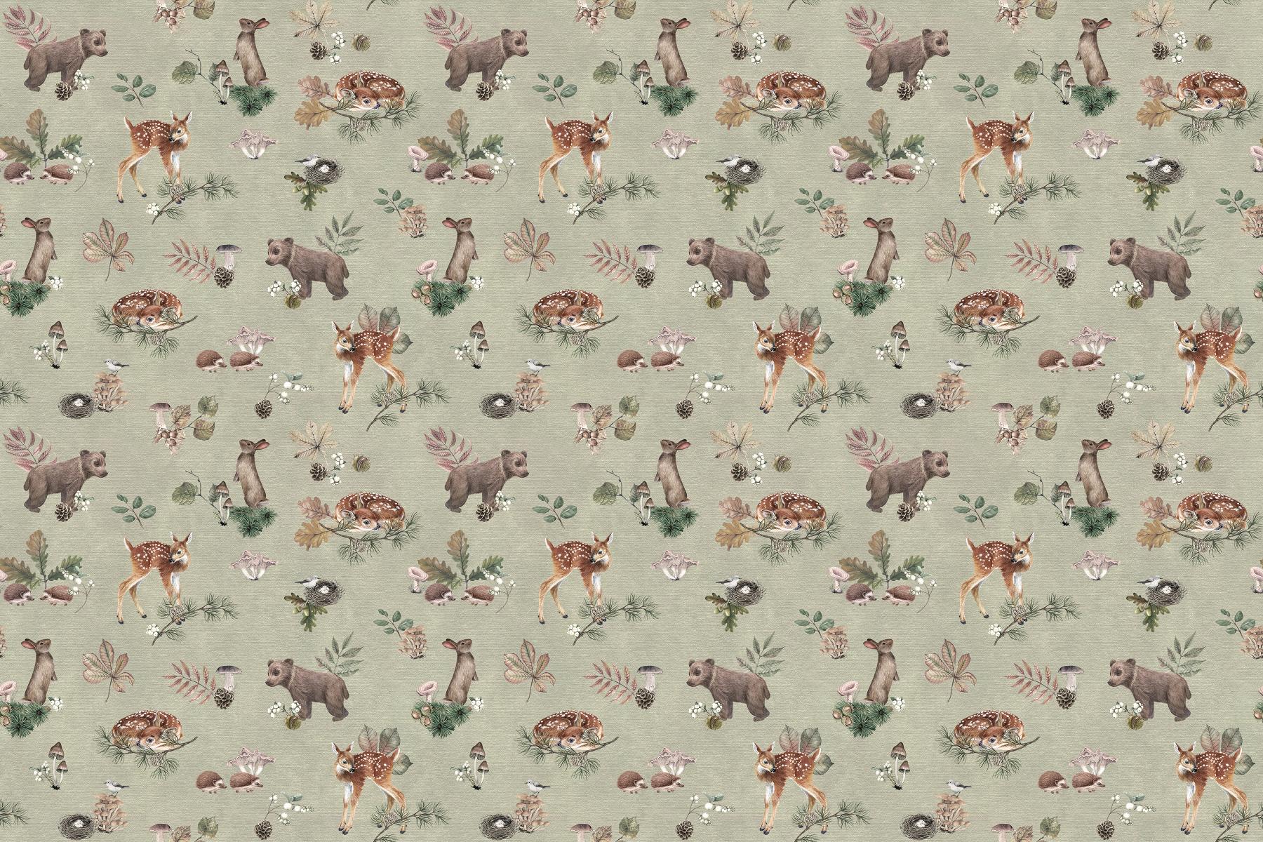 Olive Mist Baby Animals Wallpaper