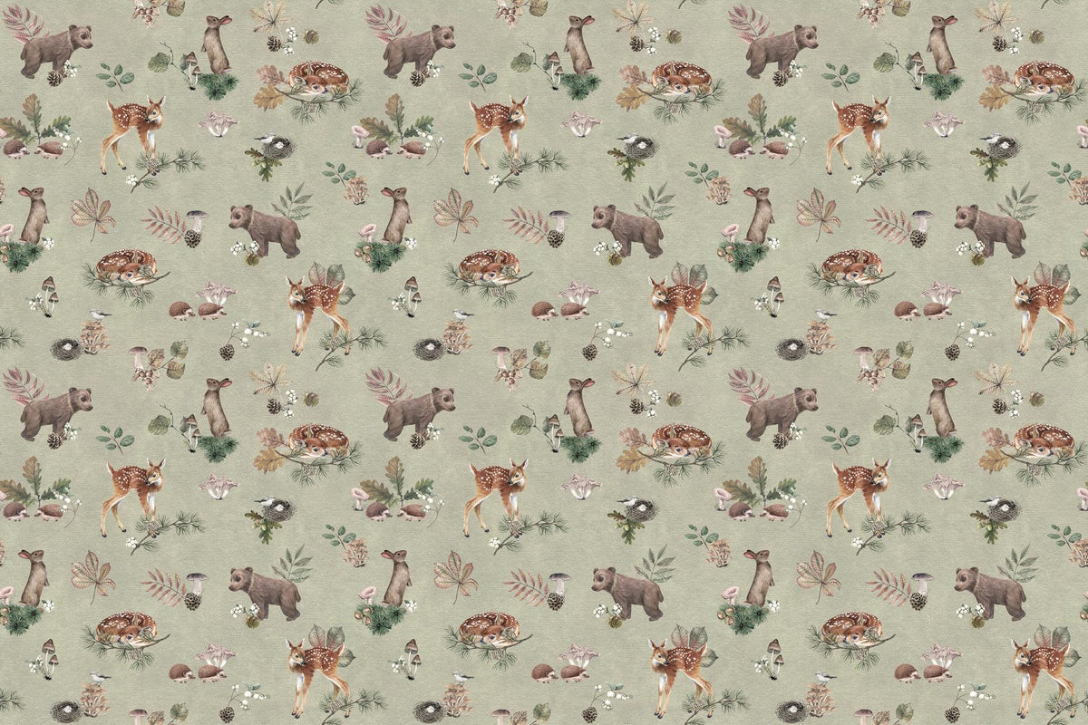 Olive Mist Baby Animals Wallpaper in your room — zoomed