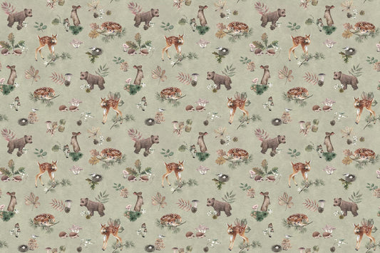 Olive Mist Baby Animals Wallpaper