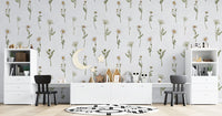 Soft white wildflower wallpaper design
