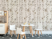 Minimalist birch and owl wallpaper decor
