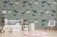 Stingray and dolphin marine wallpaper
