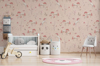 Soft blush unicorn wallpaper for nurseries
