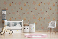 Coastal-themed brown wallpaper with fish
