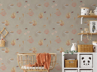 Nautical ocean mural with marine creatures
