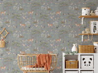 Rustic wildlife wallpaper with trees
