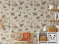 Gender-neutral forest animal wallpaper
