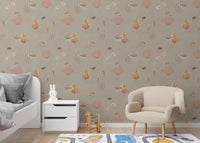 Beach-inspired marine life wallpaper mural
