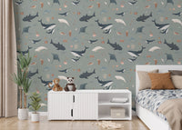 Coastal marine theme wallpaper pattern
