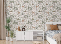 Ivory woodland wallpaper for interiors
