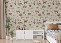 Woodland baby animals wallpaper for kids
