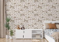 Classic wildlife wallpaper with foliage
