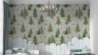 Forest animal wallpaper for kids' room
