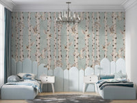 Whimsical owls in a birch forest scene
