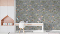 Woodland nursery wallpaper in blue
