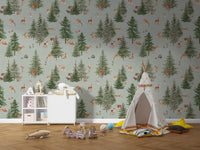 Cozy woodland wildlife wallpaper theme
