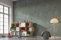 Teal marine wallpaper with ocean creatures
