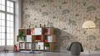 Warm beige wildlife wallpaper design
