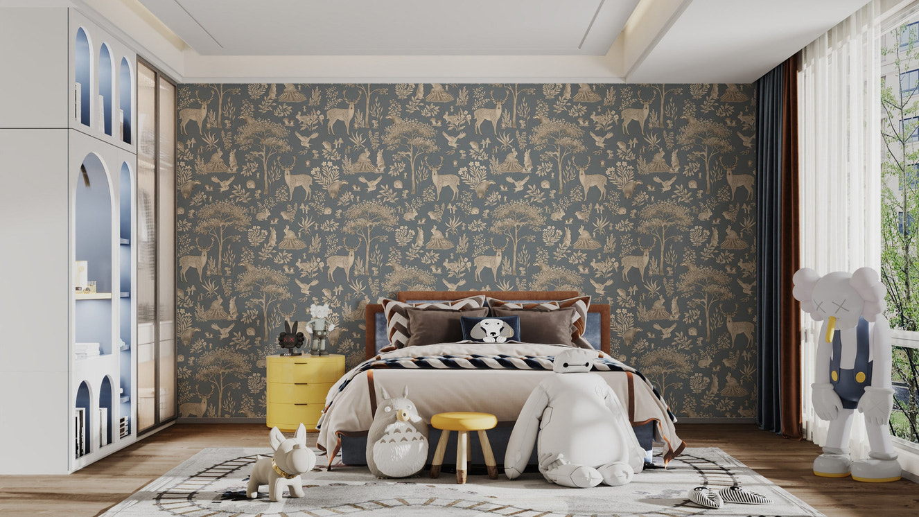 Timeless wildlife wallpaper with trees
