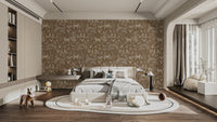 Hand-drawn wildlife wallpaper in brown
