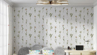 Soft white floral wallpaper for bedrooms
