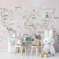 Colorful animal atlas wallpaper mural