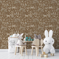 Brown woodland wallpaper for interiors

