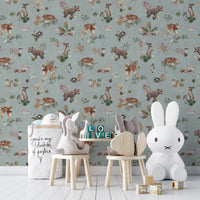 Gender-neutral forest animal wallpaper
