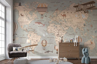 Vintage Aeronautical World Mural - Giffywalls