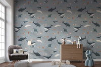 Tranquil blue marine wallpaper design
