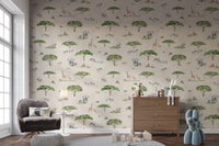 Safari nursery wallpaper with wild animals
