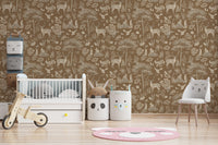 Elegant woodland wallpaper in brown
