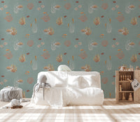 Coastal-themed wallpaper with corals
