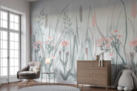 Ornate Painted Floral Pink Mural - Giffywalls