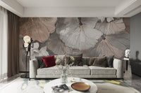 Lotus Leaf Symphony Peach Mural - Giffywalls