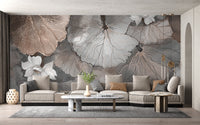 Lotus Leaf Symphony Peach Mural - Giffywalls