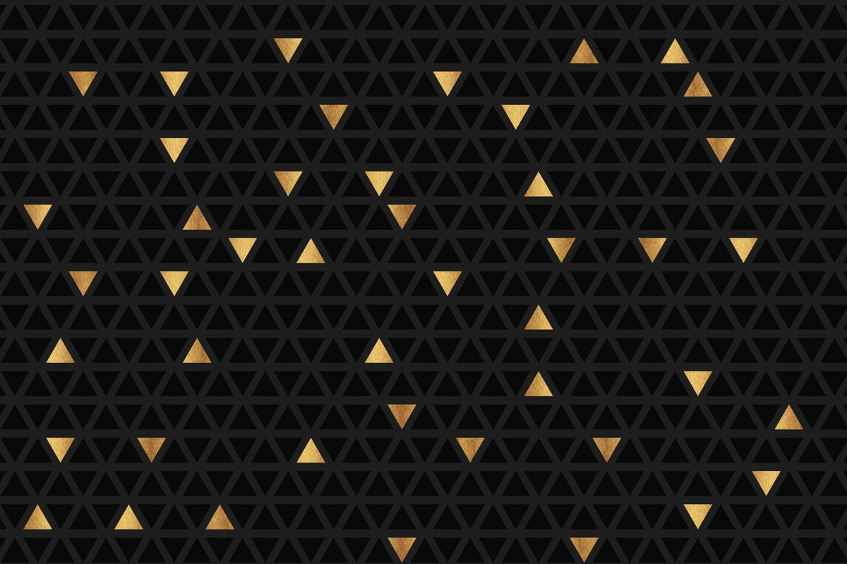 Luxury Black and Gold Triangles Wall Mural