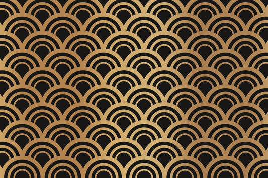 Luxury Gold Art Deco Waves Wall Mural