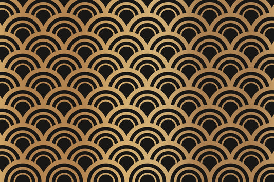 Luxury Gold Art Deco Waves Wall Mural